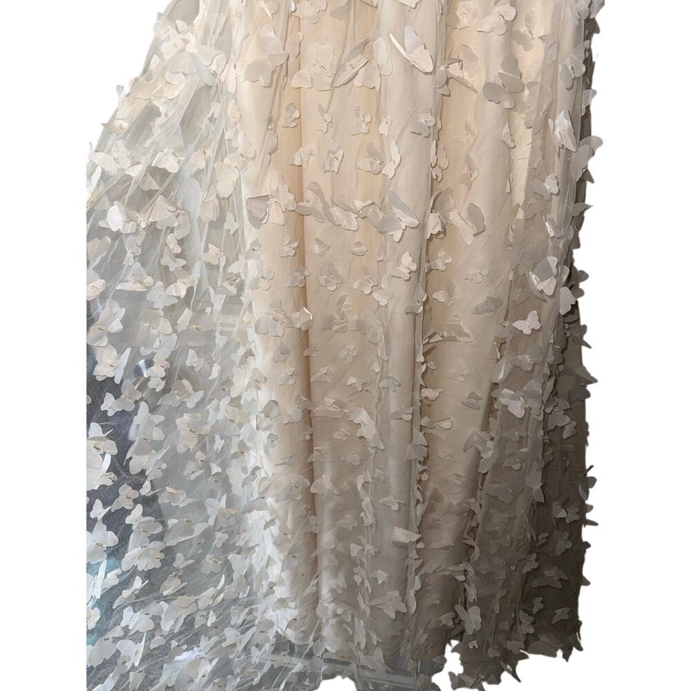 NWT NATASHA BUTTERFLY MESH LACE UP MIDI DRESS - CREAM SIZE SMALL BRIDAL WEDDING - Picture 7 of 9